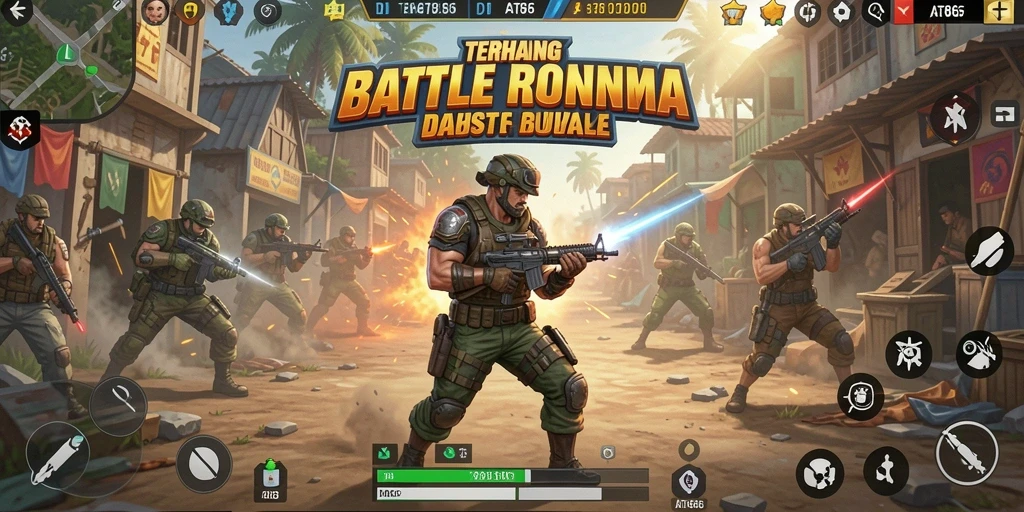 Tampilan aksi seru dalam permainan Battle Royale AT866.