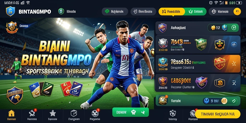 Screenshot BINTANGMPO menunjukkan antarmuka taruhan olahraga yang menarik.