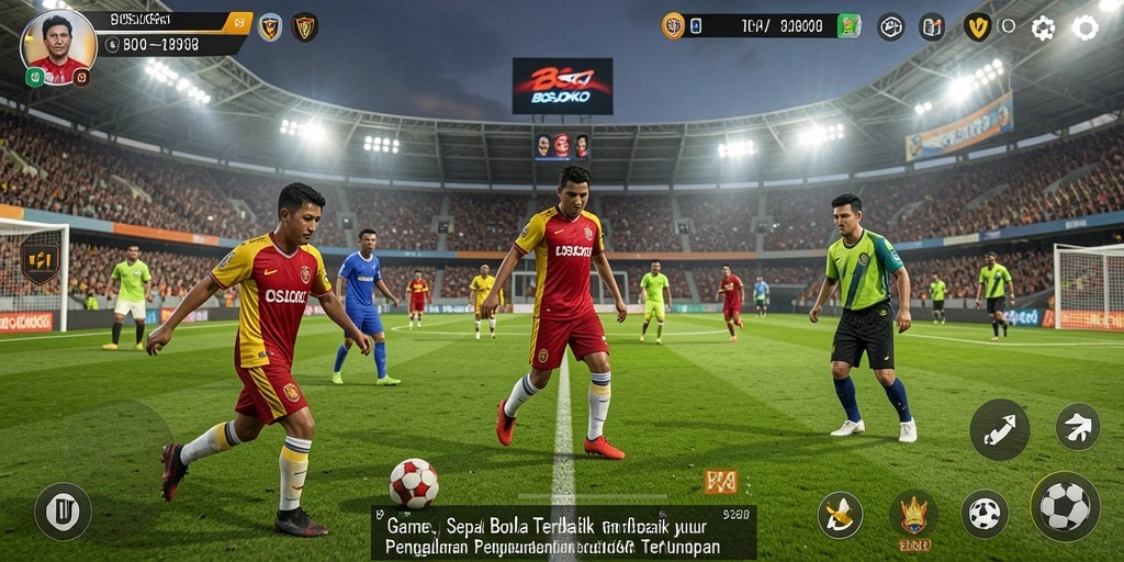 Tampilan gameplay seru dari BOSJOKO dengan aksi sepak bola yang menegangkan.