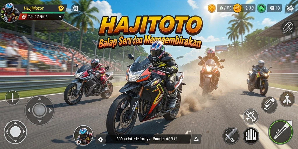 Tampilan gameplay balap motor yang seru dan menegangkan.