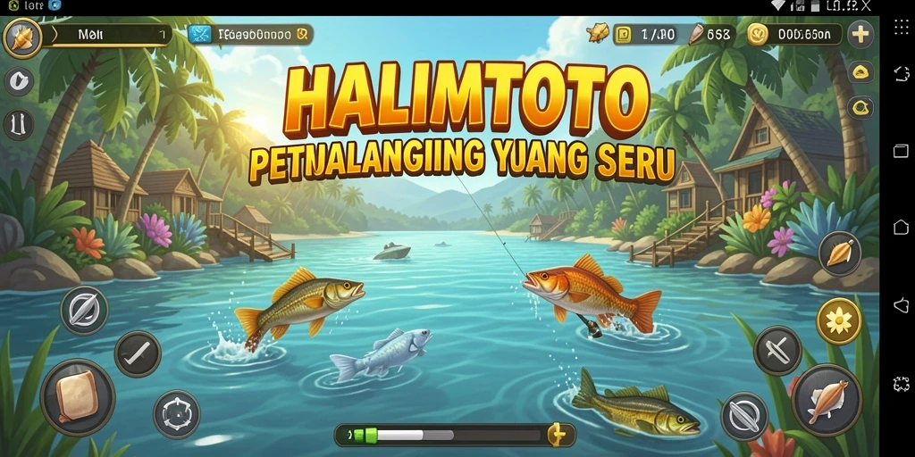 Tampilan menarik game HALIMTOTO saat memancing ikan.