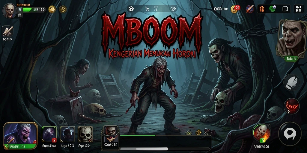 Tangkapan layar utama memperlihatkan suasana mencekam di dalam game MBOOM.