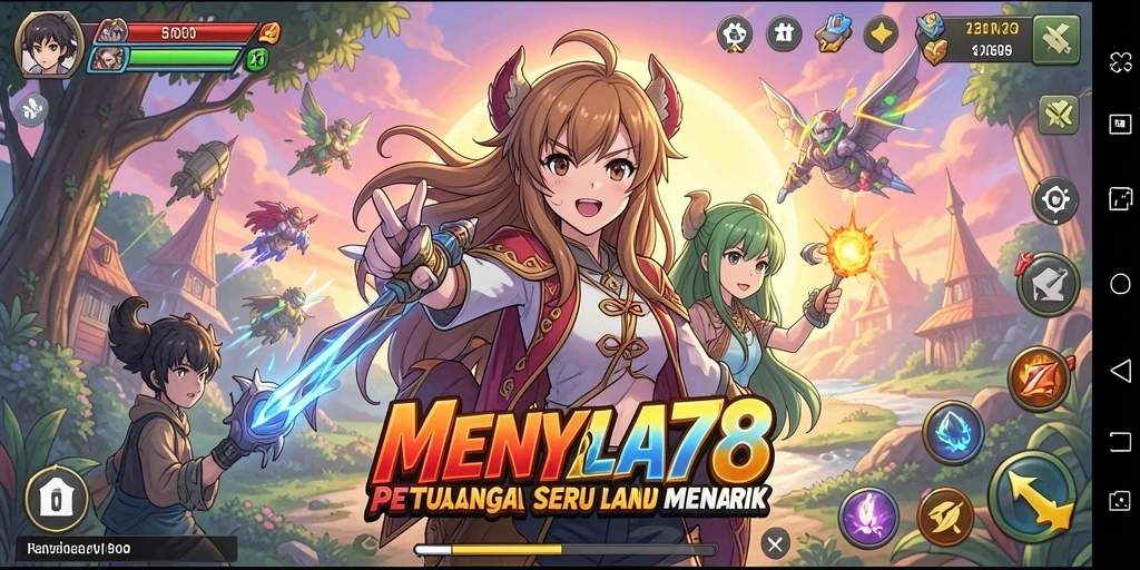 Tampilan gameplay seru MENYALA78 dengan karakter anime yang menarik.
