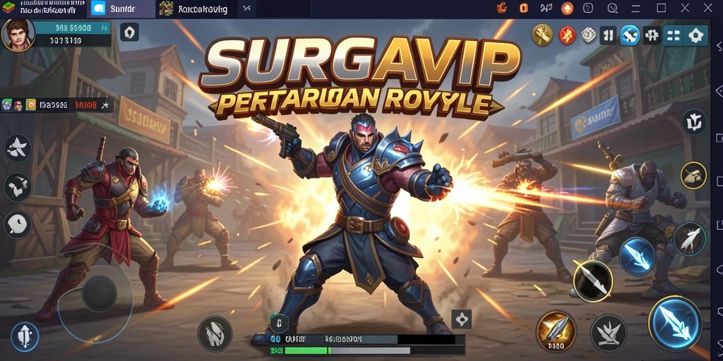 Tampilan gameplay seru dalam SURGAVIP, menunjukkan pertarungan para pemain.