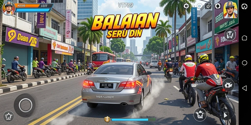 Gameplay balapan seru di VT789 dengan mobil cepat dan trek menantang.