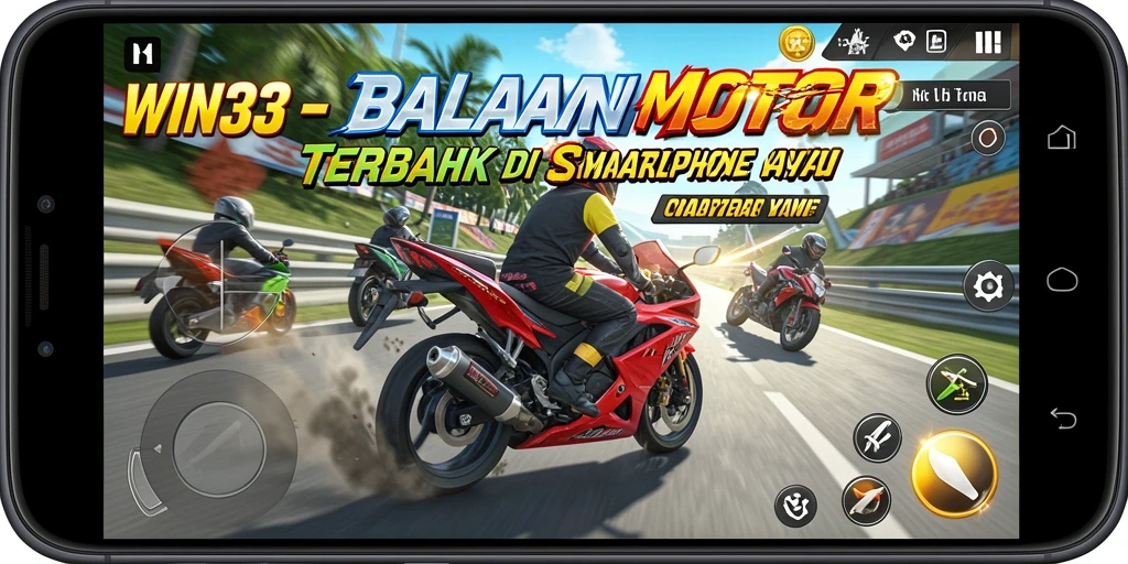 Tampilan gameplay mendebarkan dengan aksi balapan motor.
